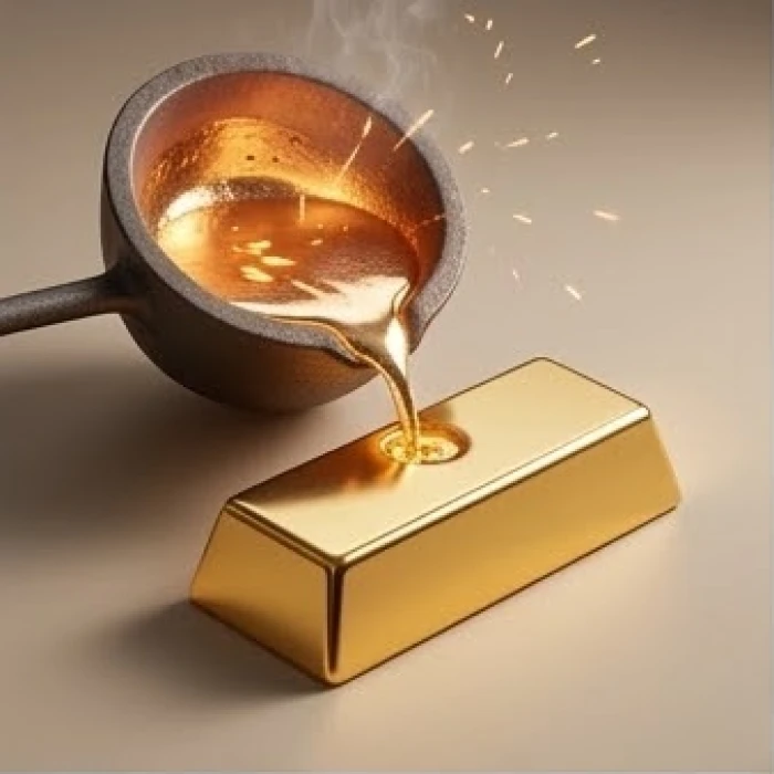 Quá trình luyện kim tinh chế tạo ra thỏi vàng nguyên khối mang năng lượng mạnh mẽ của bản mệnh Kim Bạch Kim
