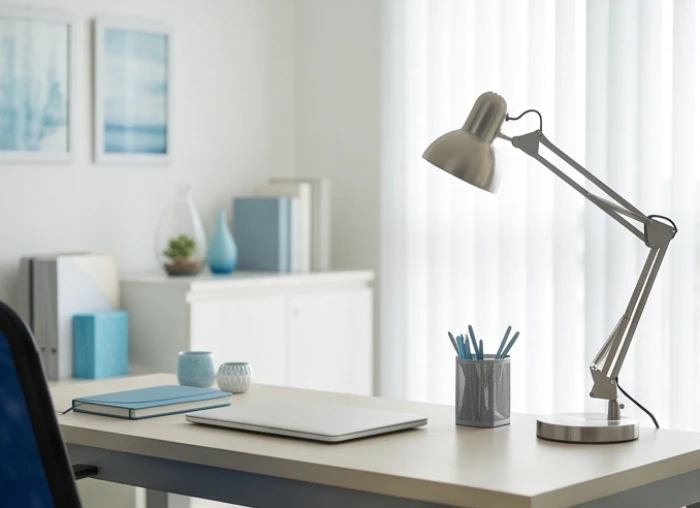Góc làm việc mang yếu tố đại hải thủy với tông xanh dương giúp người tuổi Quý Hợi 1983 phát huy tư duy linh hoạt