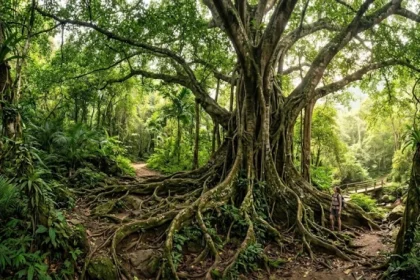 Bức tranh phong thủy cây cổ thụ vững chãi giữa rừng sâu giải nghĩa đại lâm mộc là gì