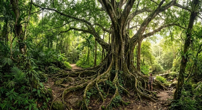 Bức tranh phong thủy cây cổ thụ vững chãi giữa rừng sâu giải nghĩa đại lâm mộc là gì