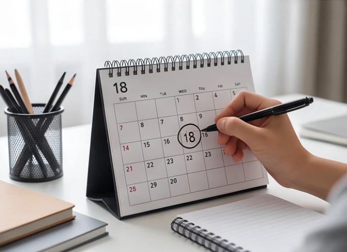 Phụ huynh khoanh tròn ngày 18 âm lịch trên lịch để bàn chuẩn bị cúng sao giải hạn cho con
