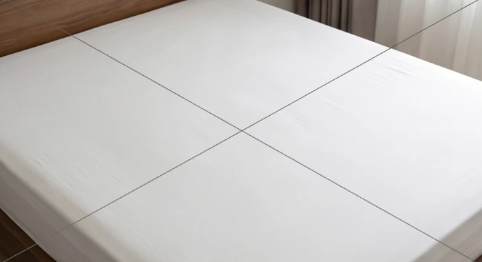 Xác định tâm đệm ngủ từ giao điểm hai đường chéo góc giường để đặt la bàn đo hướng chuẩn xác