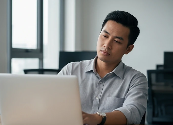 Nhân viên nam bộc lộ sự tụt giảm năng lượng và thiếu tập trung khi phải xử lý các nhiệm vụ nhàm chán