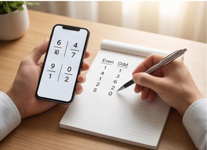 Thực hành bước đếm tay phân loại số lượng chữ số chẵn lẻ trên giấy để kiểm tra sự cân bằng âm dương của sim
