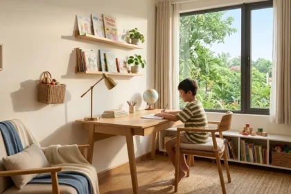 Không gian phòng ngủ và góc học tập thiết kế chuẩn phong thủy giúp phụ huynh biết tuổi đinh dậu 2017 hợp hướng nào nhất