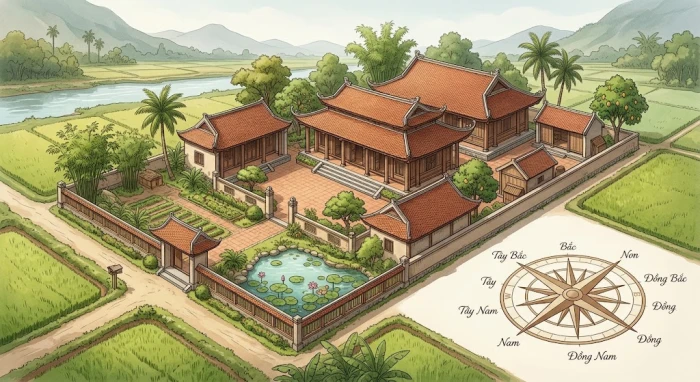 Sơ đồ phong thủy chi tiết giải đáp thắc mắc đinh hợi 2007 hợp hướng nào cho nam và nữ mạng