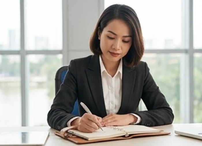 Nhân viên văn phòng tập trung lên kế hoạch định hướng lộ trình thăng tiến