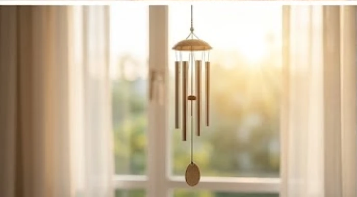 Chiếc chuông gió kim loại treo bên cửa sổ mang năng lượng tương sinh cho người mệnh Thủy