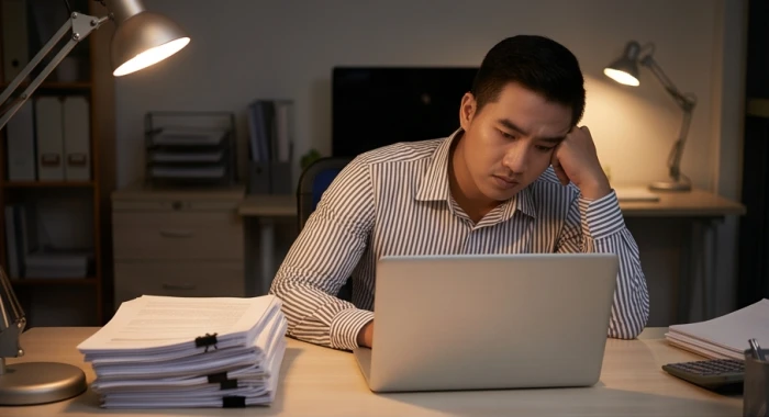 Người Đinh Sửu 1997 làm thêm giờ muộn bên chồng hồ sơ dày vì tính cả nể không dám từ chối đồng nghiệp