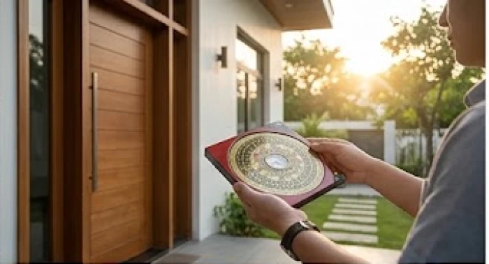 Người đứng đo tọa độ trước cửa chính bằng la bàn nhằm kiểm tra nam nữ bính dần 1986 hợp hướng nào nhất