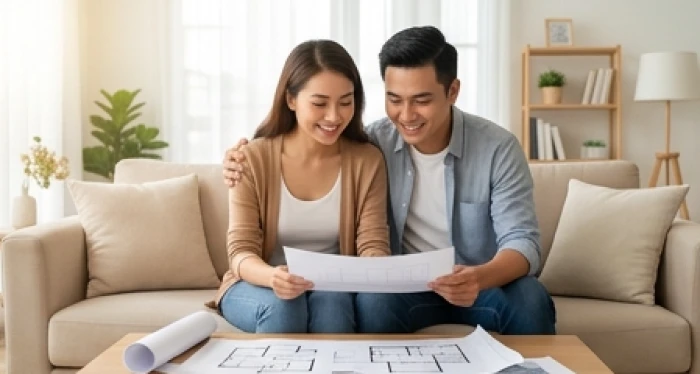 Cặp đôi người Việt Nam hạnh phúc bàn về kế hoạch xây dựng gia đình khi công việc đã vững vàng