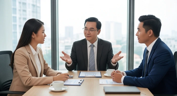 Cuộc đàm phán hợp đồng kinh doanh có đối tác trung gian tham gia điều phối giúp dung hòa ý kiến tuổi Hợi