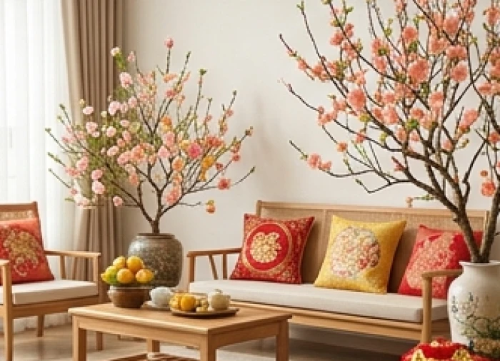 Không gian nhà ở được dọn dẹp sạch sẽ và trang hoàng tinh tế chuẩn bị đón chào năm mới