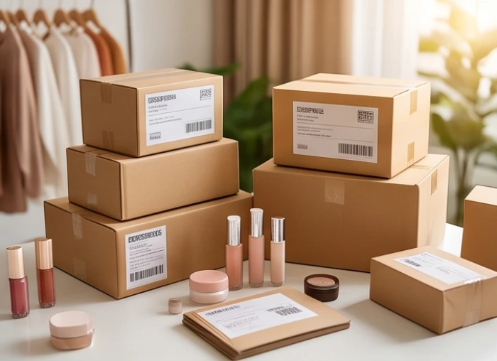 Các thùng hàng bưu kiện được bọc gói cẩn thận và dán nhãn sẵn sàng để giao cho đơn vị vận chuyển hàng hóa