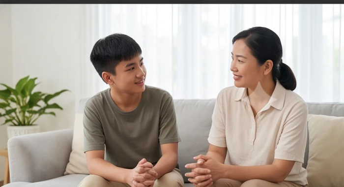 Cha mẹ chia sẻ ấm áp và đồng hành cùng con tuổi mậu tý 2008 trong không gian phòng khách bình yên