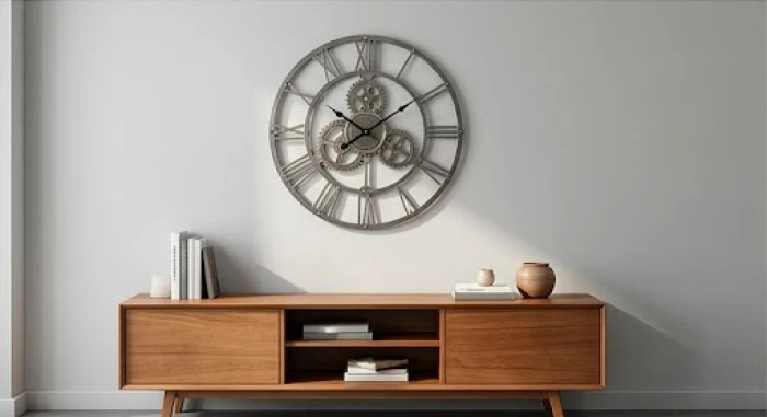 Đồng hồ kim loại trang trí trong nhà không chỉ để xem giờ mà còn có tác dụng cân bằng các luồng khí xung khắc