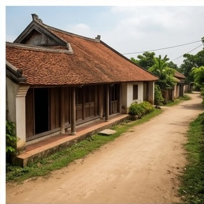 Sự hài hòa giữa con đường đất bằng phẳng bên dưới và mái ngói lợp che chắn kiên cố bên trên
