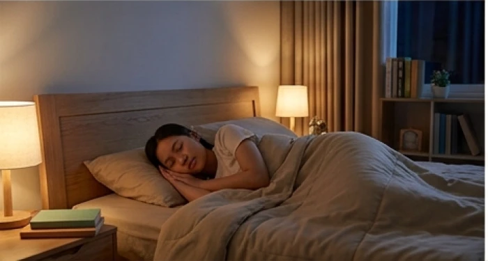 Nữ sinh ngủ ngon giấc trong không gian phòng ngủ yên tĩnh trước ngày thi cử