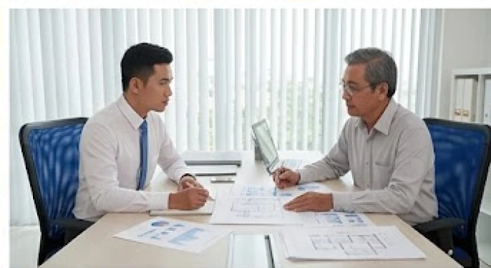Cuộc trao đổi công việc lịch thiệp giữa đồng nghiệp trẻ và quản lý tuổi Quý Mão với các tài liệu số liệu rõ ràng