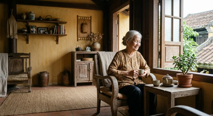 Không gian phòng ngủ tông màu nâu đất mang lại bình an khi ứng dụng kiến thức giáp ngọ 1954 mệnh gì