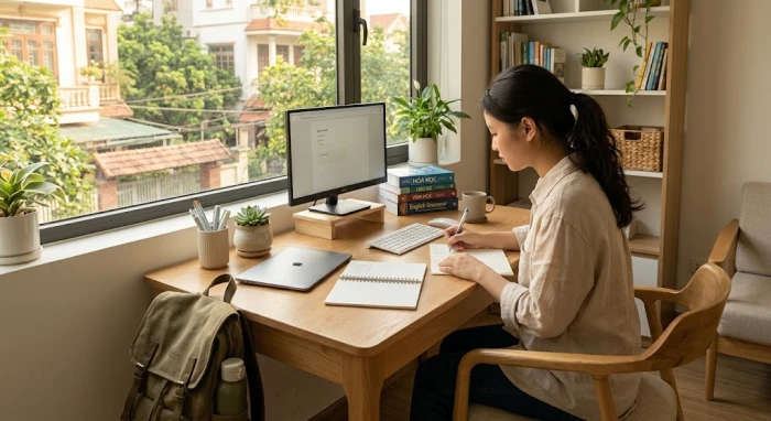 Góc học tập bài trí chuẩn ngũ hành dành cho phụ huynh đang tìm hiểu giáp ngọ 2014 mệnh gì