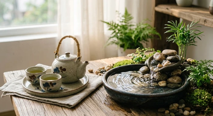 Không gian nội thất phong thủy với dòng suối nhỏ giải đáp giáp thân 2004 mệnh gì cho gia chủ