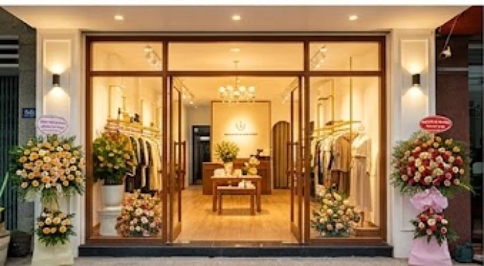 Cửa hàng kinh doanh khang trang được bật rực sáng ánh đèn trước giờ hoàng đạo khai trương