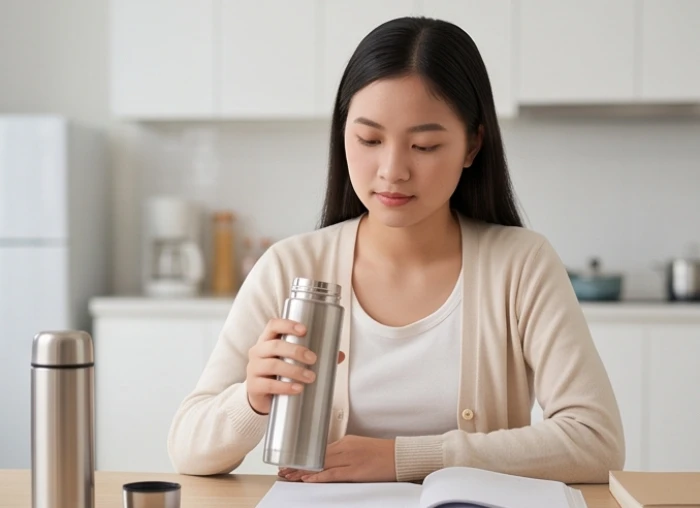 Nữ sinh Quý Tỵ uống nước ấm giữ thân nhiệt để phòng ngừa ốm vặt trong hạn Diêm Vương