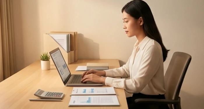 Nữ nhân viên văn phòng tuổi Mậu Tý tập trung làm việc chuyên môn giúp duy trì bình an trong năm hạn