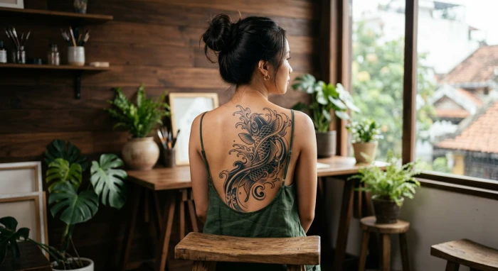 Hình xăm hợp tuổi tý với họa tiết linh vật tam hợp và nhị hợp kết hợp yếu tố ngũ hành chuẩn phong thủy
