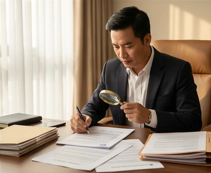 Doanh nhân tuổi Bính Dần cẩn trọng xem xét kỹ lưỡng điều khoản hợp đồng pháp lý nhằm phòng ngừa hạn Toán Tận năm 2026