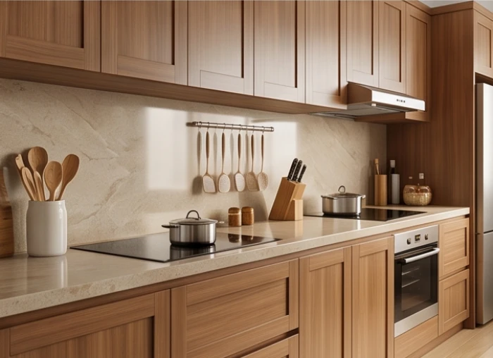 Gian bếp gọn gàng có hướng nấu quay về cung sinh khí giúp hóa giải hướng nhà xấu cho tuổi quý mão 1963