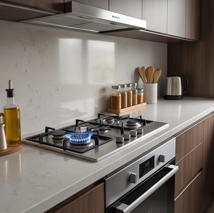 Thiết kế phòng bếp hiện đại đóng vai trò khắc chế năng lượng xấu khi cửa chính lỡ phạm hướng Tuyệt Mệnh
