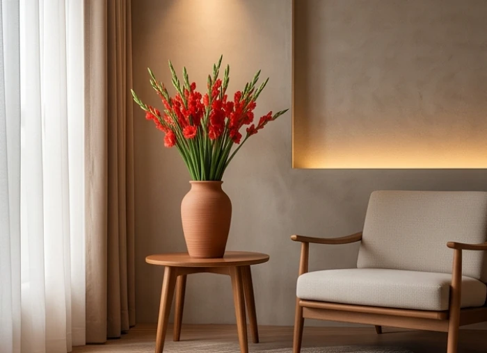Góc nhà hướng Tây Bắc được bố trí vật phẩm phong thủy hành Hỏa để cản bước luồng khí xấu