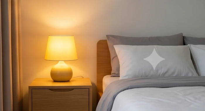 Chiếc đèn ngủ ánh sáng vàng ấm áp đặt cạnh giường ngủ giúp điều hòa ngũ hành cho bé tuổi Tân Sửu 2021
