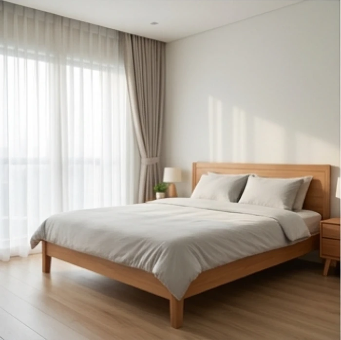 Không gian phòng ngủ hợp phong thủy với đầu giường kê hướng Diên Niên giúp hóa giải xung khắc tuổi vợ chồng