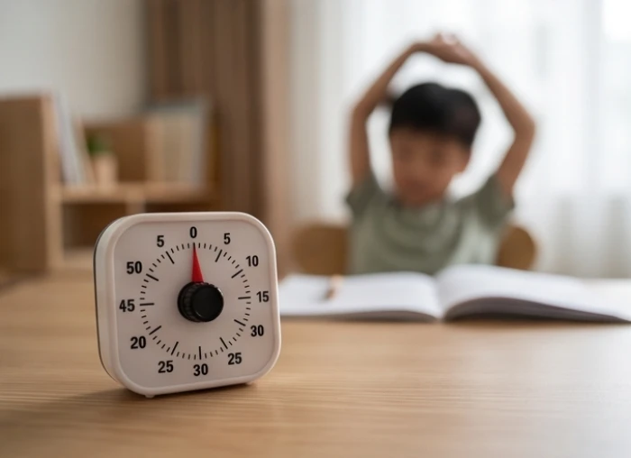 Đồng hồ đếm giờ nhỏ đặt trên bàn học giúp trẻ thư giãn sau những giờ phút căng thẳng