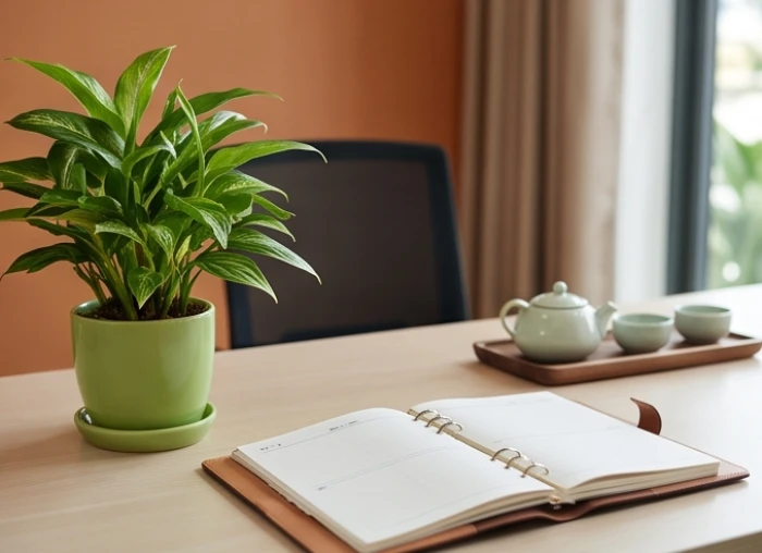 Bố trí cây xanh thuộc hành Mộc trong môi trường làm việc để hóa giải sự tương khắc Thủy và Hỏa