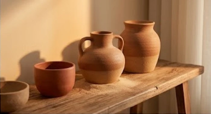 Tương tác năng lượng Hỏa sinh Thổ qua bình gốm đất nung dưới ánh đèn ấm áp củng cố nội lực cho người Bính Thìn 1976