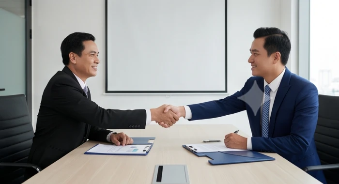 Đối tác doanh nghiệp tam hợp Thân Tý Thìn ký kết hợp đồng hợp tác kinh doanh bền vững tại phòng họp