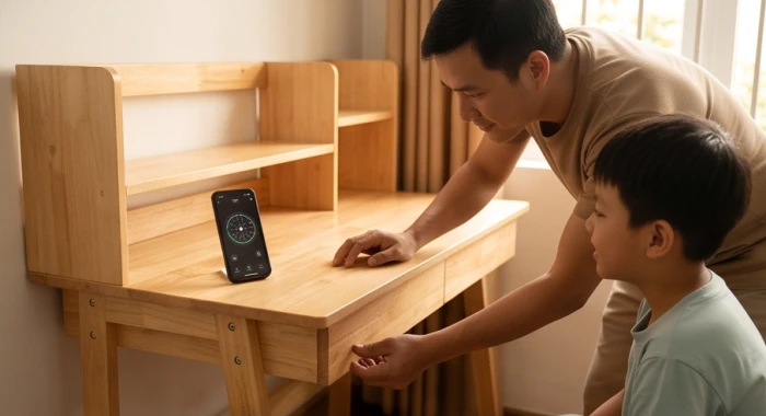 Bố mẹ điều chỉnh hướng bàn học quay về phía Bắc cho bé trai tuổi Đinh Dậu
