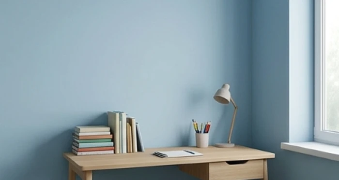Góc học tập nhỏ gọn và yên tĩnh được đặt vào vị trí tương ứng với cung Phục Vị nhằm tăng khả năng tập trung