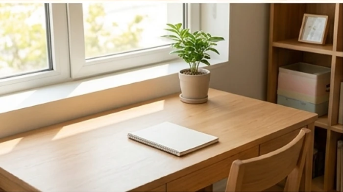 Bàn học gỗ đặt hướng đón ánh sáng cát lợi giúp trẻ tuổi nhâm dần 2022 tăng cường sự tập trung khi học tập