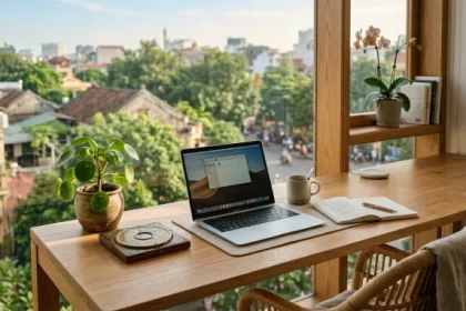Không gian văn phòng hiện đại với cách bố trí hướng bàn làm việc hợp tuổi hợi giúp thu hút tài lộc và vượng khí