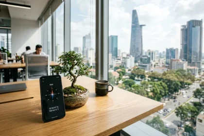 Một góc làm việc hiện đại được thiết kế theo hướng bàn làm việc hợp tuổi ngọ để thu hút vượng khí