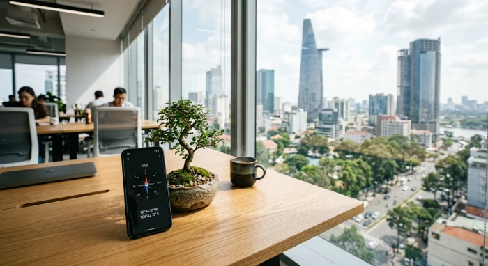 Một góc làm việc hiện đại được thiết kế theo hướng bàn làm việc hợp tuổi ngọ để thu hút vượng khí
