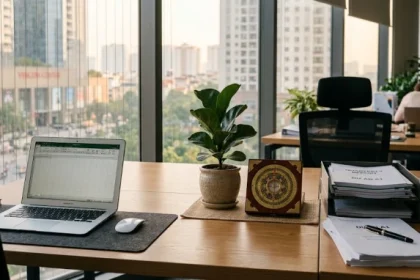 Người tuổi Thìn đo đạc hướng bàn làm việc hợp tuổi thìn bằng la bàn phong thủy tại văn phòng