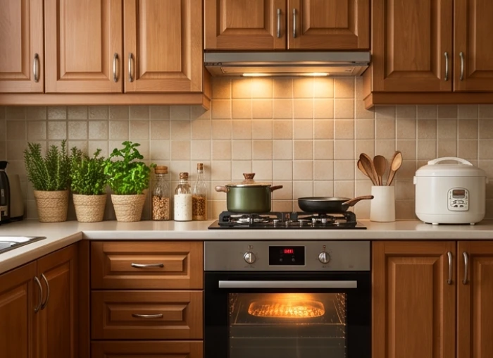 Bố trí miệng bếp quay về hướng Tây Bắc giúp nam Kỷ Tỵ tạo năng lượng tốt áp chế hung khí