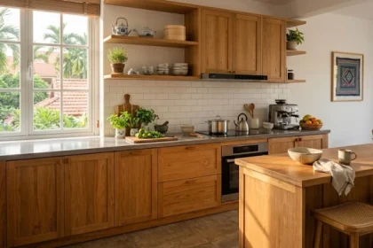 Không gian bếp hiện đại và ấm cúng được thiết kế với hướng bếp hợp tuổi dậu theo phong cách nhà ở Việt Nam