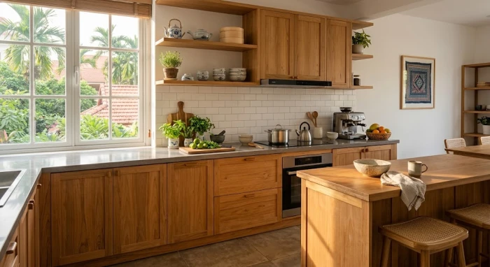 Không gian bếp hiện đại và ấm cúng được thiết kế với hướng bếp hợp tuổi dậu theo phong cách nhà ở Việt Nam